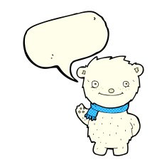 cartoon cute polar bear with speech bubble N40