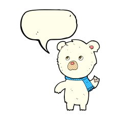 cartoon cute polar bear with speech bubble N41