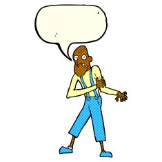 cartoon old man having heart attack with speech bubble N6