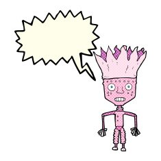 funny cartoon robot wearing crown with speech bubble N3