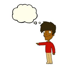 cartoon happy man pointing with speech bubble N36