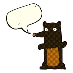 cartoon black bear with speech bubble N36