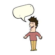 cartoon happy man with speech bubble N249