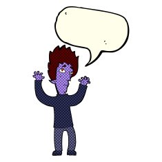 cartoon vampire giving up with speech bubble N6