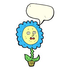 cartoon flower with face speech bubble N15