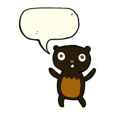 cartoon black bear cub with speech bubble N34