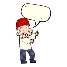 cartoon monster man with speech bubble N6