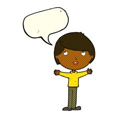 Cartoon happy boy with speech bubble N127