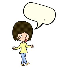 cartoon confused woman with speech bubble N47