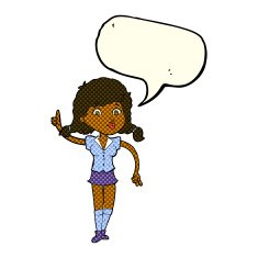 cartoon pretty woman with idea speech bubble N41