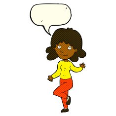 cartoon friendly woman waving with speech bubble N30