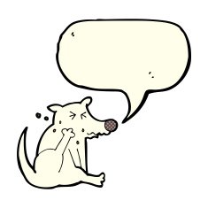 cartoon dog scratching with speech bubble N6