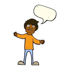 cartoon surprised man with speech bubble N72