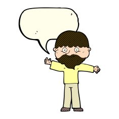 cartoon happy man with beard speech bubble N23