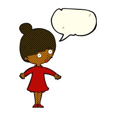 cartoon surprised woman with speech bubble N136