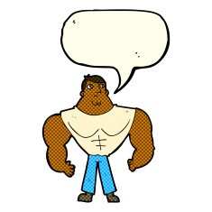 cartoon body builder with speech bubble N6