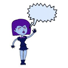cartoon pretty vampire girl with speech bubble N17