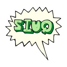 cartoon quiz sign with speech bubble N3