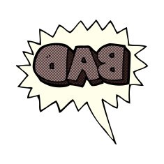 cartoon bad sign with speech bubble N2