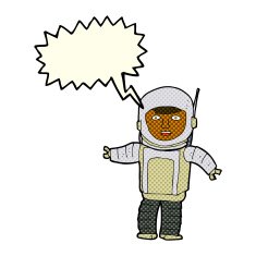 cartoon astronaut with speech bubble N69