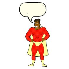 cartoon superhero with speech bubble N11