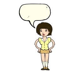 cartoon woman with hands on hips speech bubble N123