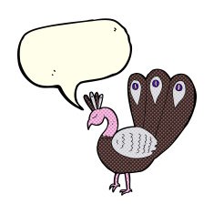 cartoon peacock with speech bubble N5
