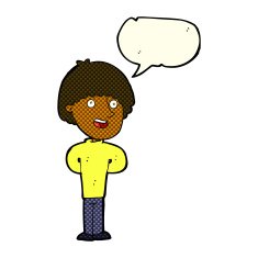 cartoon happy man with speech bubble N254