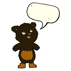 cartoon black bear with speech bubble N37