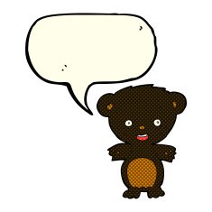 cartoon black bear with speech bubble N38