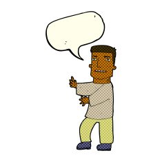 cartoon man gesturing with speech bubble N17