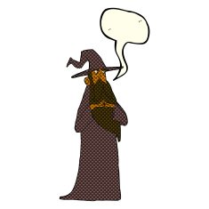 cartoon wizard with speech bubble N13