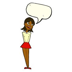 cartoon happy woman with speech bubble N143