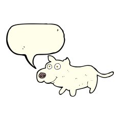 cartoon happy little dog with speech bubble N6