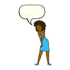 cartoon woman laughing with speech bubble N6