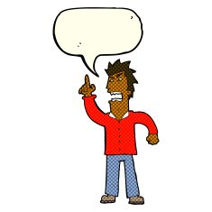 cartoon angry man making point with speech bubble N6