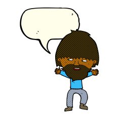 cartoon happy man with beard speech bubble N24