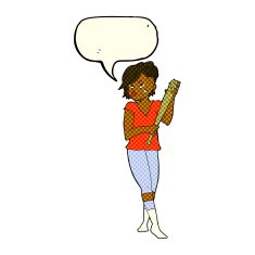 cartoon pretty punk girl with baseball bat speech bubble N6