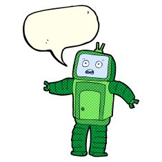 cartoon funny robot with speech bubble N44