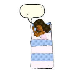 cartoon sleeping woman with speech bubble N6