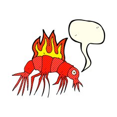 cartoon hot shrimp with speech bubble N3