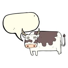 cartoon cow with speech bubble N23