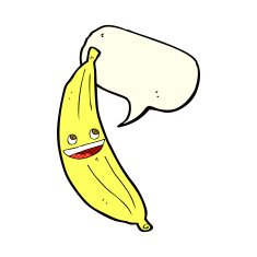 cartoon happy banana with speech bubble N2