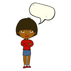 cartoon woman with crossed arms speech bubble N29