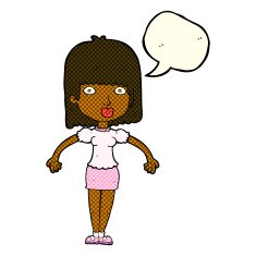 cartoon woman shrugging shoulders with speech bubble N278