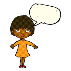 cartoon woman in dress with speech bubble N22