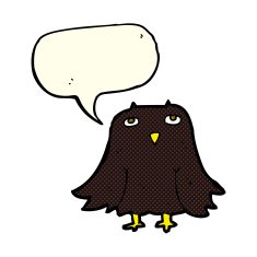 Cartoon owl with speech bubble N35