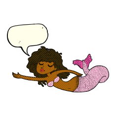 cartoon mermaid with speech bubble N37