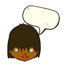 cartoon staring woman with speech bubble N28
