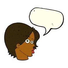 cartoon female face with speech bubble N83
